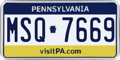 PA license plate MSQ7669