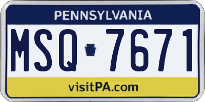 PA license plate MSQ7671