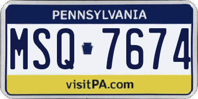 PA license plate MSQ7674