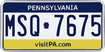 PA license plate MSQ7675