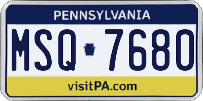 PA license plate MSQ7680