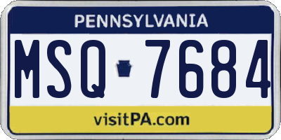 PA license plate MSQ7684