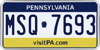 PA license plate MSQ7693