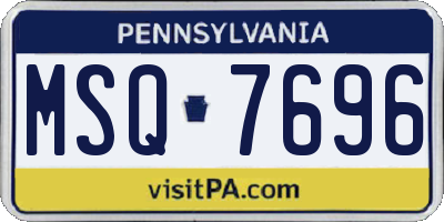PA license plate MSQ7696