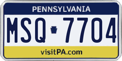 PA license plate MSQ7704