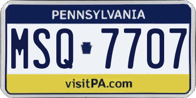 PA license plate MSQ7707