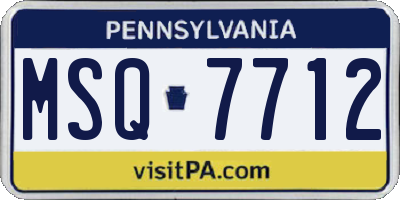 PA license plate MSQ7712