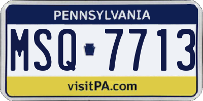PA license plate MSQ7713