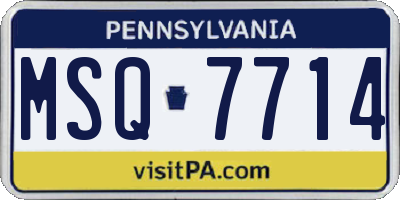PA license plate MSQ7714