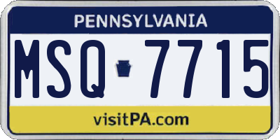 PA license plate MSQ7715
