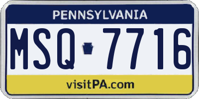 PA license plate MSQ7716