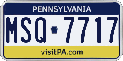 PA license plate MSQ7717