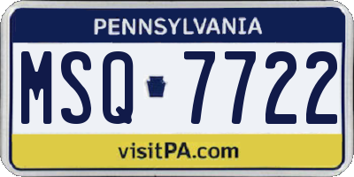 PA license plate MSQ7722