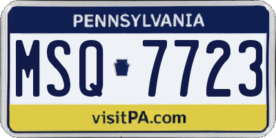 PA license plate MSQ7723