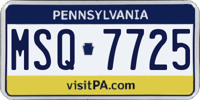 PA license plate MSQ7725