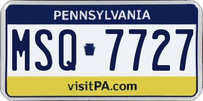 PA license plate MSQ7727