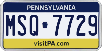 PA license plate MSQ7729