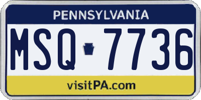 PA license plate MSQ7736