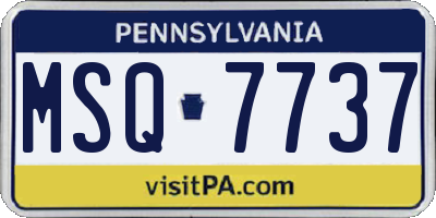 PA license plate MSQ7737