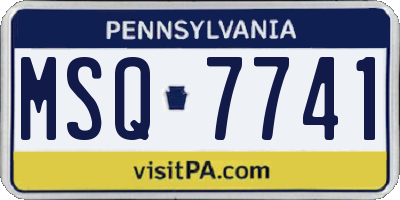 PA license plate MSQ7741