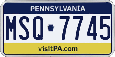PA license plate MSQ7745
