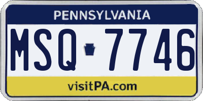 PA license plate MSQ7746