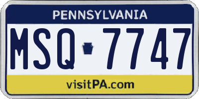 PA license plate MSQ7747