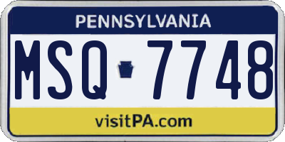 PA license plate MSQ7748