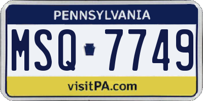 PA license plate MSQ7749
