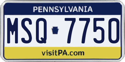 PA license plate MSQ7750