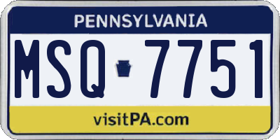PA license plate MSQ7751