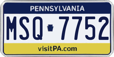 PA license plate MSQ7752