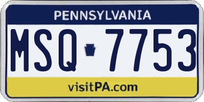 PA license plate MSQ7753