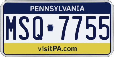 PA license plate MSQ7755