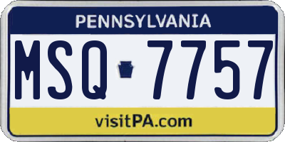 PA license plate MSQ7757