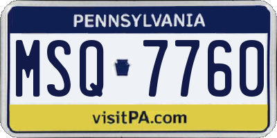 PA license plate MSQ7760
