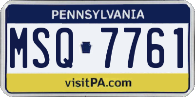 PA license plate MSQ7761