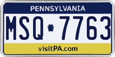 PA license plate MSQ7763