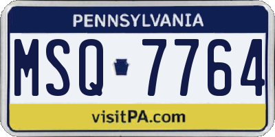 PA license plate MSQ7764