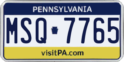 PA license plate MSQ7765