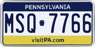 PA license plate MSQ7766