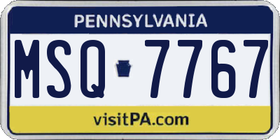 PA license plate MSQ7767