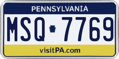 PA license plate MSQ7769
