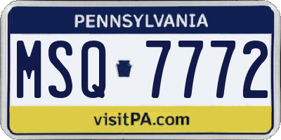 PA license plate MSQ7772