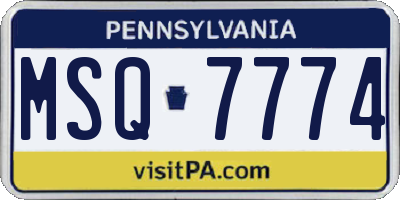 PA license plate MSQ7774