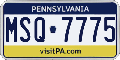 PA license plate MSQ7775