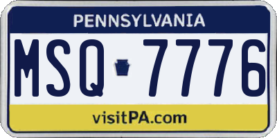 PA license plate MSQ7776