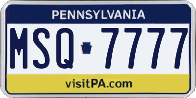 PA license plate MSQ7777