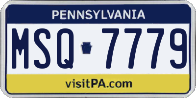 PA license plate MSQ7779