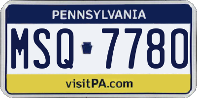 PA license plate MSQ7780